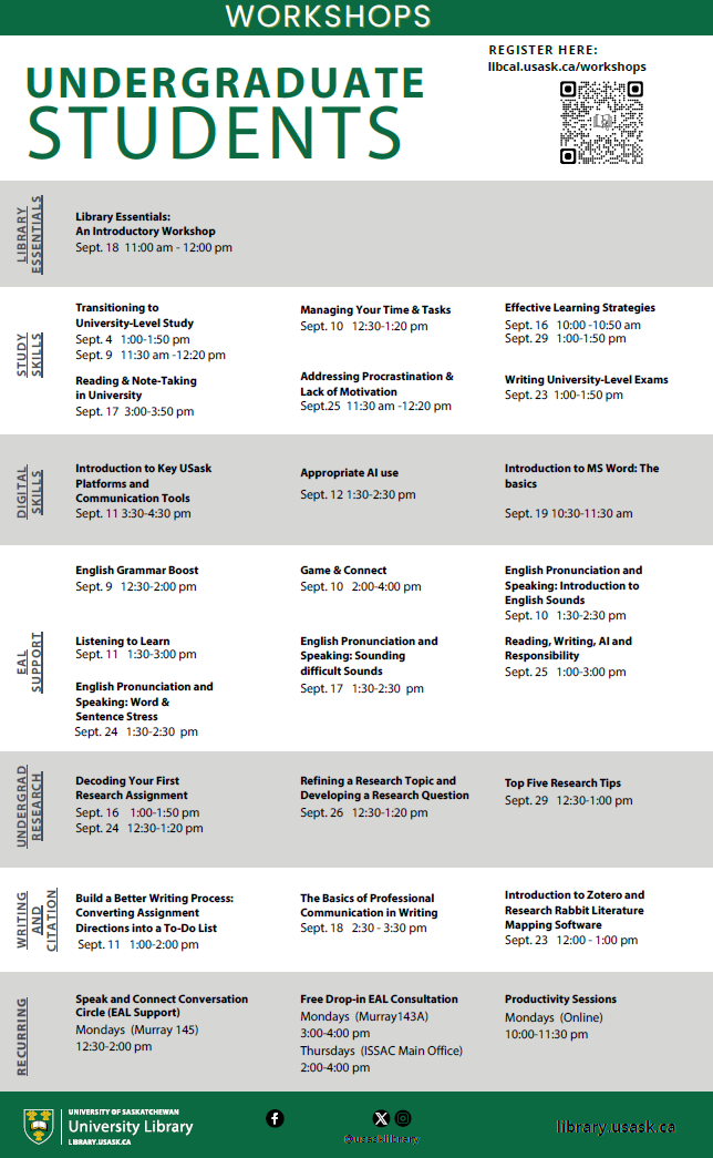 library workshop schedule