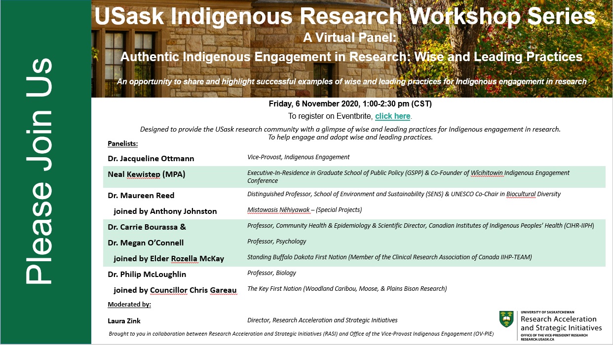 USask Indigenous Research Workshop Series Advertisement